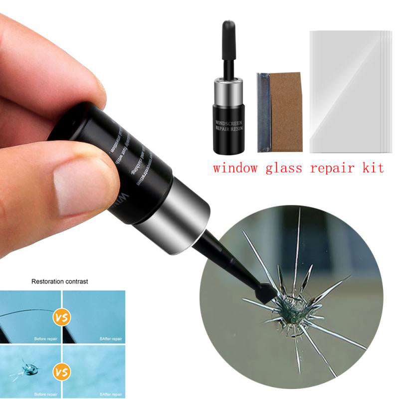 Kit de réparation de verre de pare-brise Goutte de résine avec des outils  pour les éclats de verre de voiture fissurés Scratch Bullseyes et